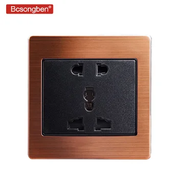 

Luxurious rose gold black multifunctional five-hole wall socket 220v 10A