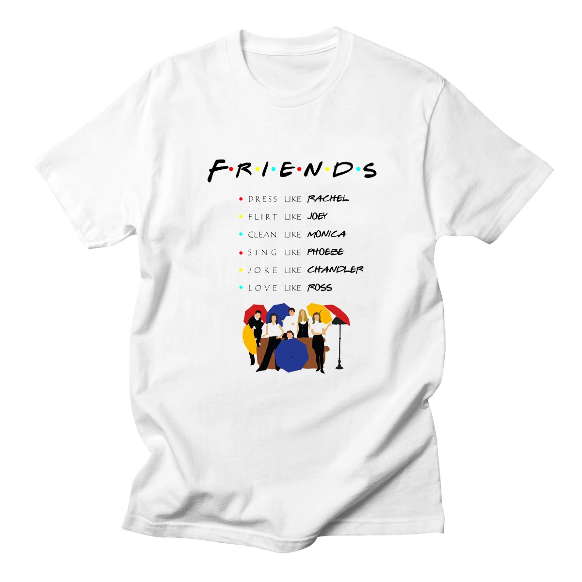 Camisetas Cotton Short Sleeve T Shirt Retro Friends TV Show Printed Graphic Letter White T 