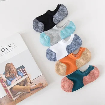 

5 Pairs/Lot New Unisex Sports Socks Spring/Summer Silicone Anti-off Socks Sweat Breathable Invisible Cotton Socks