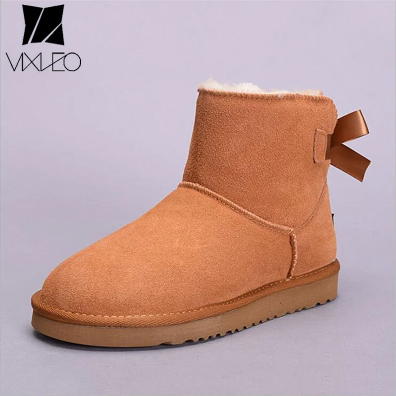 

VIXLEO Fashionable Women Warm Snow Boots Winter Boots Genuine Cowhide Leather Women Boots Ankle Boots Fur Shoes Size 35-45