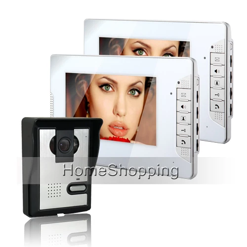 

FREE SHIPPING New 7" Video Intercom Home Door Phone Unlock System With 2 White Monitor + 1 Night Vision Doorbell Camera In Stock