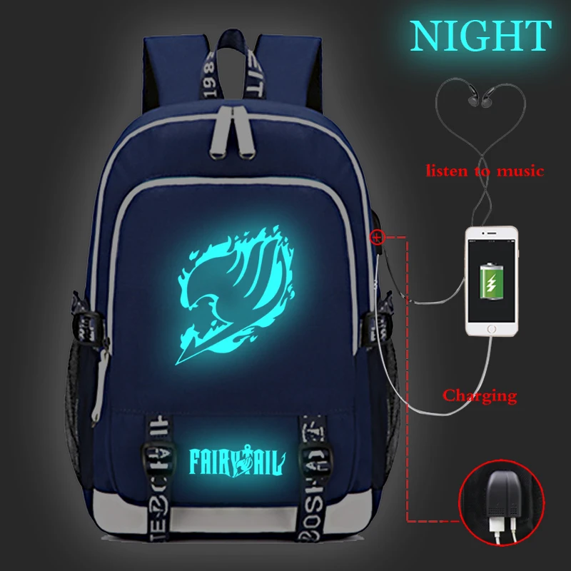 

Красивый Светящийся рюкзак с хвостом Феи для мальчиков и девочек, модный рюкзак с USB-зарядкой, Подростковый телефон, рюкзак