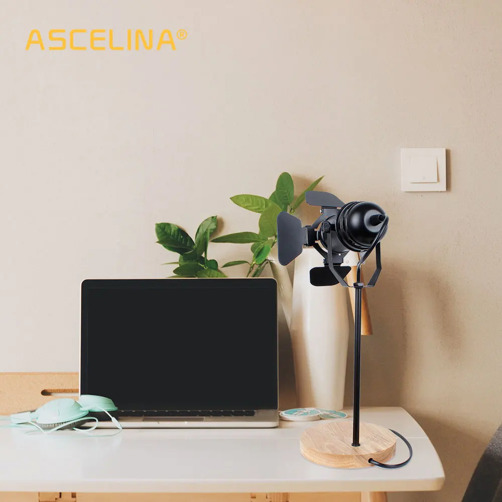  ASCELINA Vintage Led Desk Lamp Wooden Table lamp Flexible Adjustable Reading Light Office Home Deco