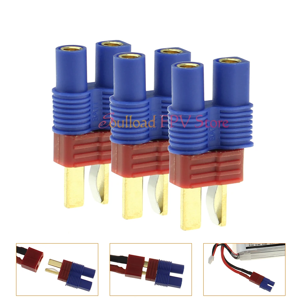 

EC3 Female to Deans Style T-Plug Male Connector EC3 Male to T Female Adapter 4mm RC LiPo Battery Transfer Connectors
