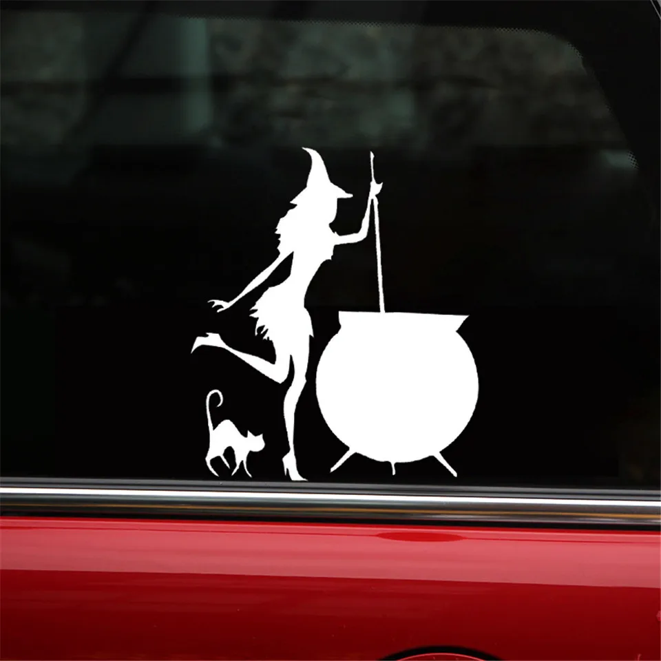 Car Decal Sticker 13.7cm15.8cm Witch Cauldron Potion Decor Stickers Vinyl Decals Car Decoration Sticker for window Car-styling  (4)
