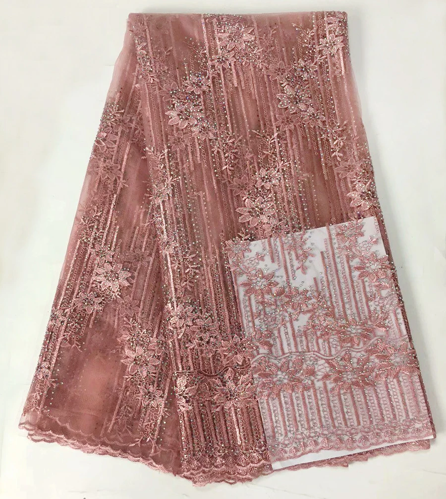 

Pink Color High Quality African Tulle Lace Fabric 2018 African French Lace For African Evening Dress Nigerian Lace Fabric