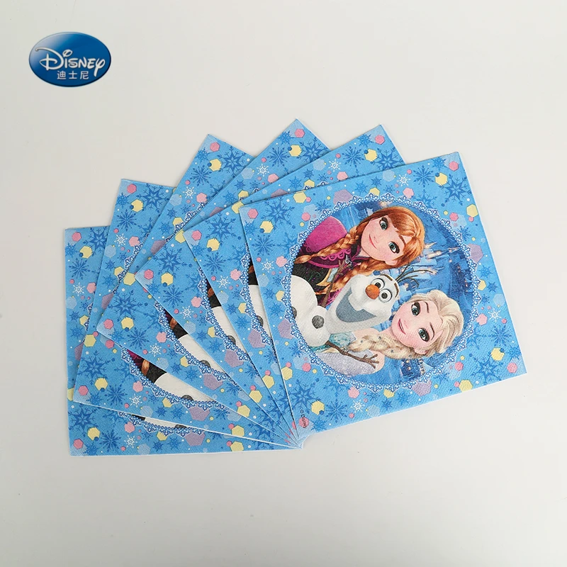 10Pcs/Pack Disney Frozen Party Paper Towel Elsa Napkins Party Decor Happy Birthday Favors Party Tableware Supplies Girls Favor