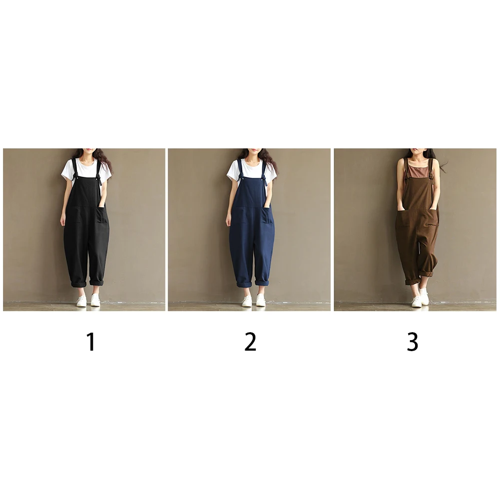 Vintage canvas Linen black / blue Women Jumpsuits Full Length Loose New Autumn Mori Girl Strap Belt Rompers Vintage canvas Linen black / blue Women Jumpsuits Full Length Loose New Autumn Mori Girl Strap Belt Rompers