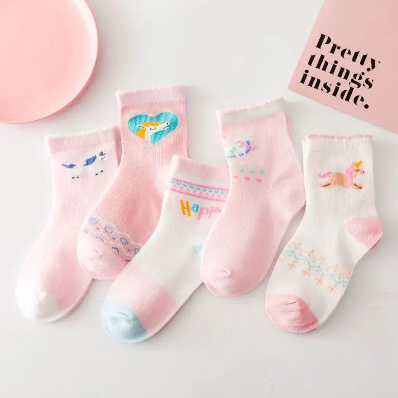 5 пар/лот, тонкие хлопковые сетчатые носки с единорогом и бананом для новорожденных мальчиков носки для маленьких девочек Skarpetki Meia Infantil Miaoyoutong - Цвет: 6608-meng