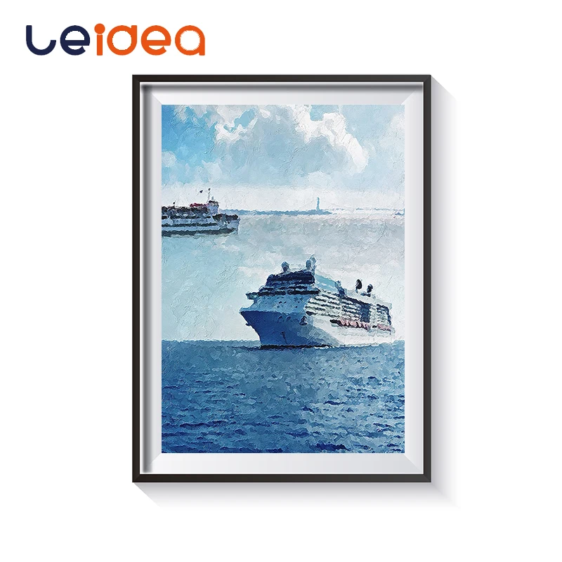 

Cruise Ship DIY Painting By Numbers Seascape Ship Acrylic Painting Modern Picture Home Decor For Living Room 40x50cm