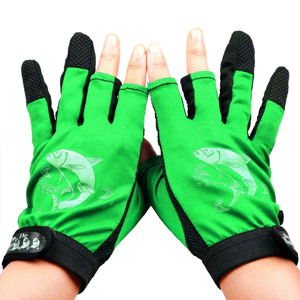 1Pair Durable Anti Slip Fingerless/3 Cut Finger Fishing Gloves Lure