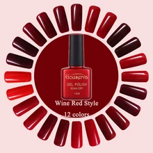 Hot Sale Healthy and Eco-friendly12Colors Wine Red Series Gel Nail Polish Soak Off Gel Lucky UV Nail Varnish Gouserva