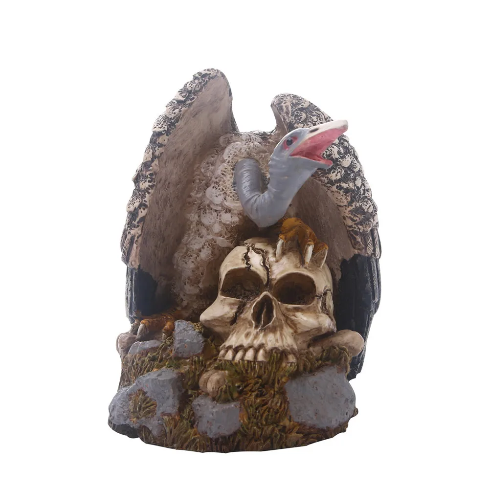 Креативный Череп Змея сова статуя волка Смола животное скелет Скульптура домашний офис украшение стола украшение подарок Хэллоуин Декор - Цвет: Bird-Skull