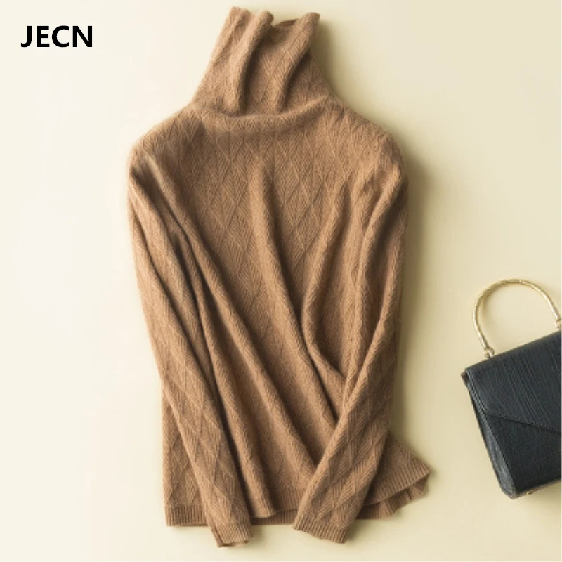 

JECN Spring Women Warm Solid Loose Sweaters Full Sleeve Turtleneck Collar Pullovers Computer Knitted Sweater Free Shipping