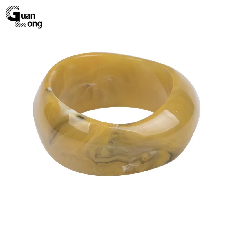 

GuanLong Vintage Resin Cuff Charms Bracelet Bangles for Women Fashion Jewelry Acrylic Wide Irregular Geometric Bangle For Girls