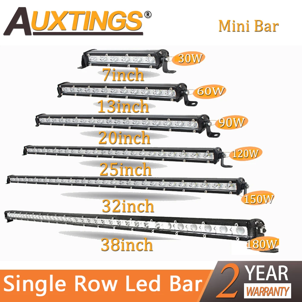 

Auxtings 7" 13" 20'' 25'' 32'' 38'' Super Mini Slim Single Row Led Light Bar Work Driving Light SUV OffRoad Bar 12V 24V for Jeep