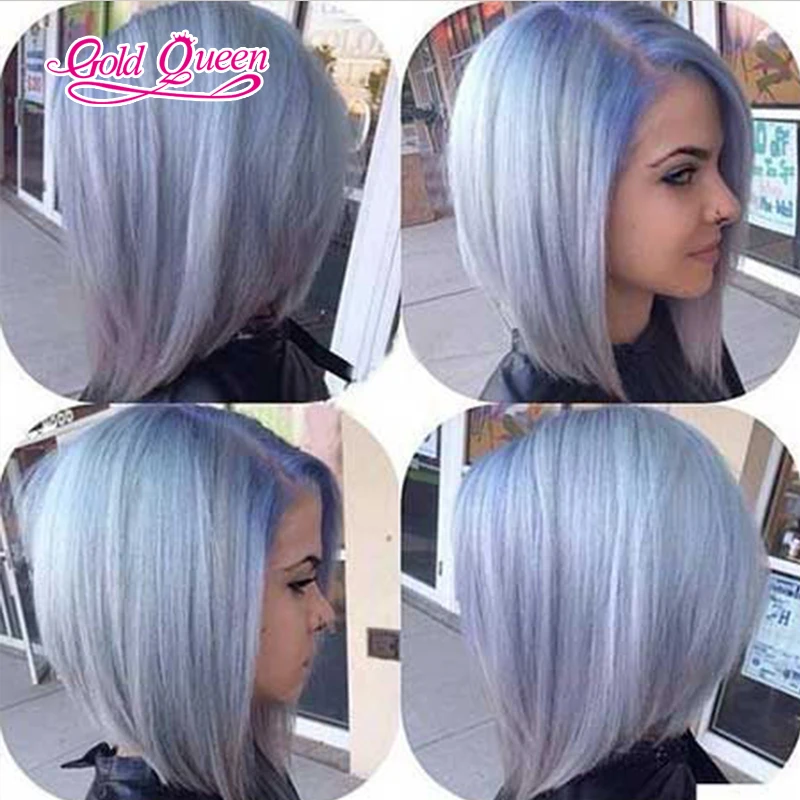 Whole Blue Purple Wig Side Part Short Bob Human Hair Lace Wigs Whole Blue Purple Wig Side Part Short Bob Human Hair Lace Wigs Custom Made Glueless 12 16inch 150 Density In