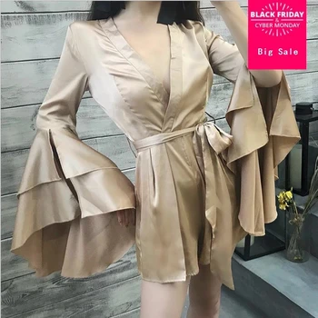 

2019 summer new fashion v-neck big ruffles sleeve women Playsuits elegant solid Jumpsuits female Rompers gx557 drop shipping