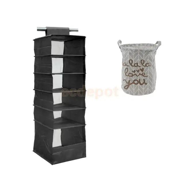 6 Shelves Hanging Closet Organizer Storage Basket Toy Clothes Sock 6 Shelves Hanging Closet Organizer Storage Basket Toy Clothes Sock Bucket