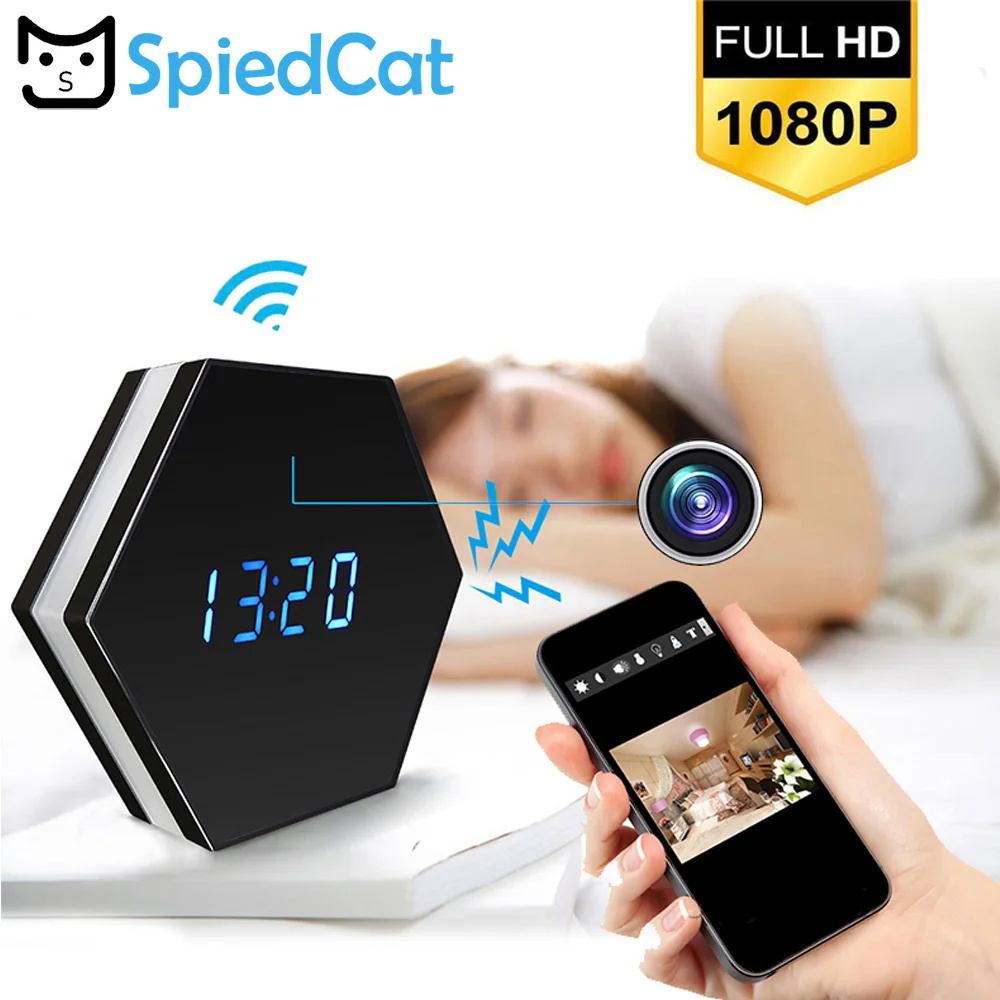 

WiFi Remote Mini Camera Clock 1080P HD Video Recorder Camcorder Night Vision Motion Detect Alarm Set Home Surveillance Micro Cam