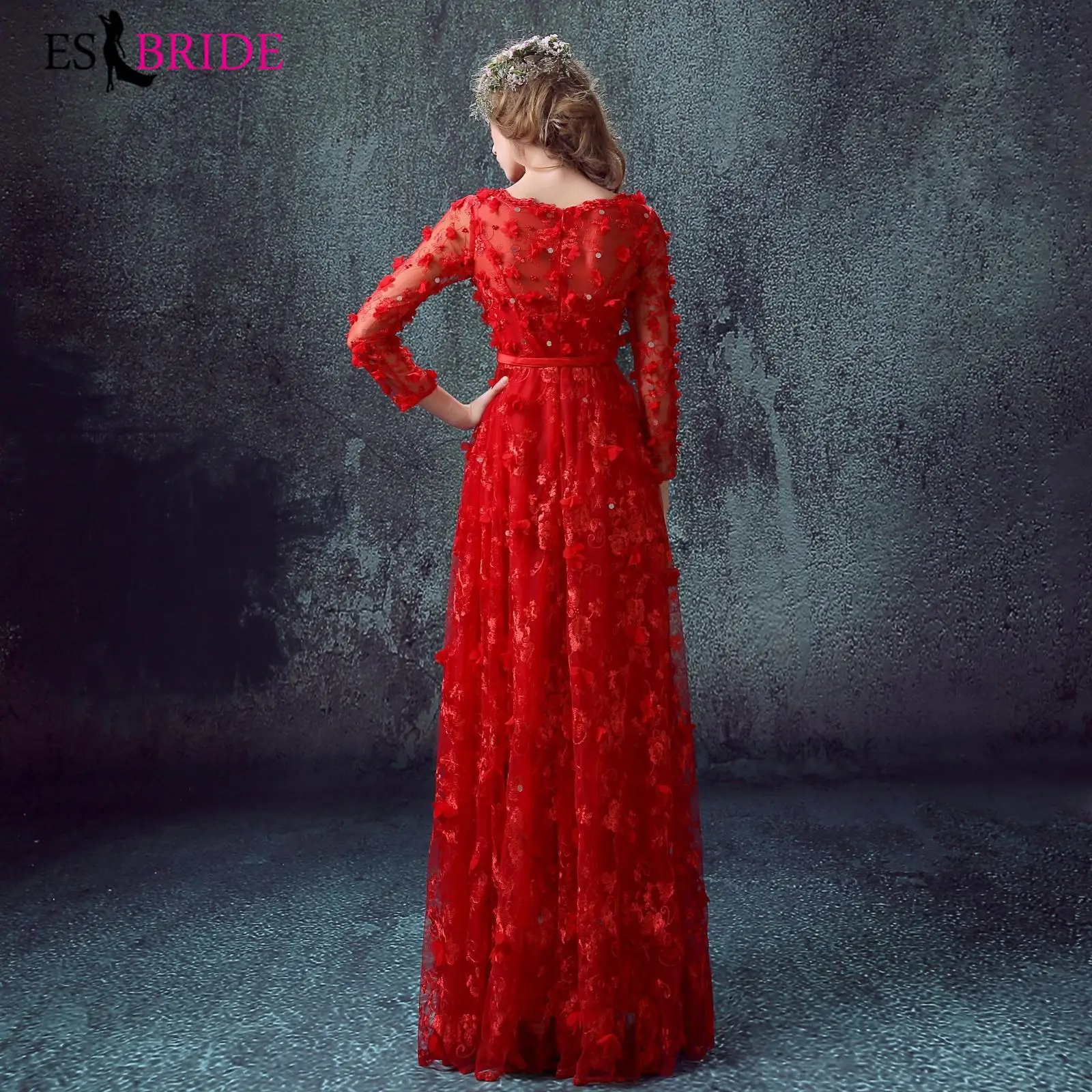 Red Evening Dresses Long Formal Elegant A-Line Plus Size Backless Lace Appliques Wedding Guest Dress Party Gown Vestidos ES2242 Red Evening Dresses Long Formal Elegant A-Line Plus Size Backless Lace Appliques Wedding Guest Dress Party Gown Vestidos ES2242
