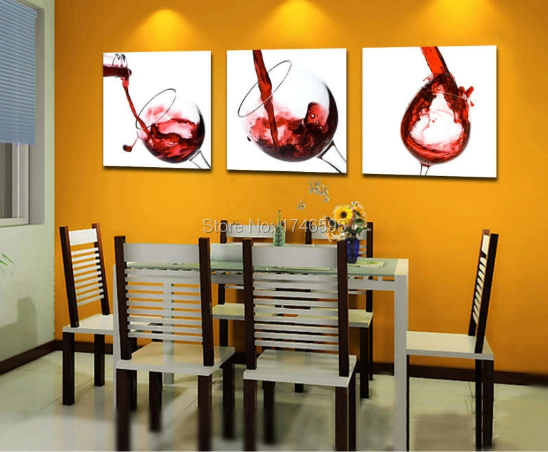 Abstract Red Wine Glass Oil Painting Canvas Print Wall Art Cafe Bar Home Decor