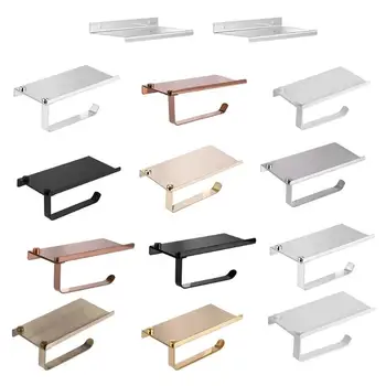 

Wall Mounted Paper Towel Rack Stainless Steel Bathroom Tissue Holder Shelf Mobile Phone Rack Toilet Paper Holder for Bathroom