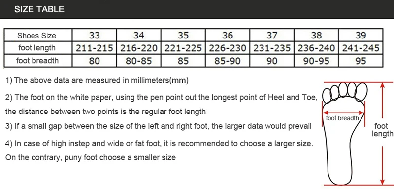 Shoes Size table 800px
