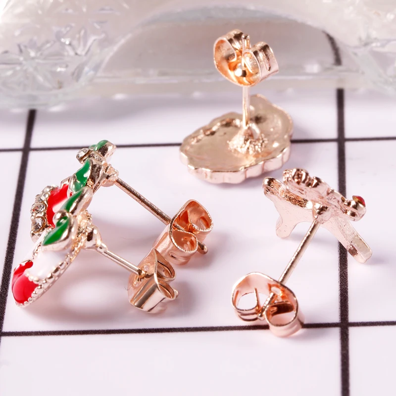 Quasimodo Christmas Earrings Santa Claus Studs Inlaid With Zircon For Women Christmas Decorations Female Christmas Party Jewelry (11)
