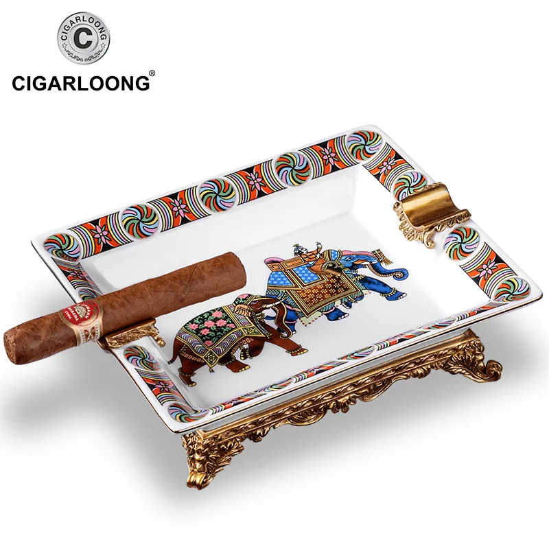 

CIGARLOONG Cigar Ashtray Cigar Bone Porcelain Ashtray European Ceramic Living Room Decoration Vintage cigar ashtray AH-1050