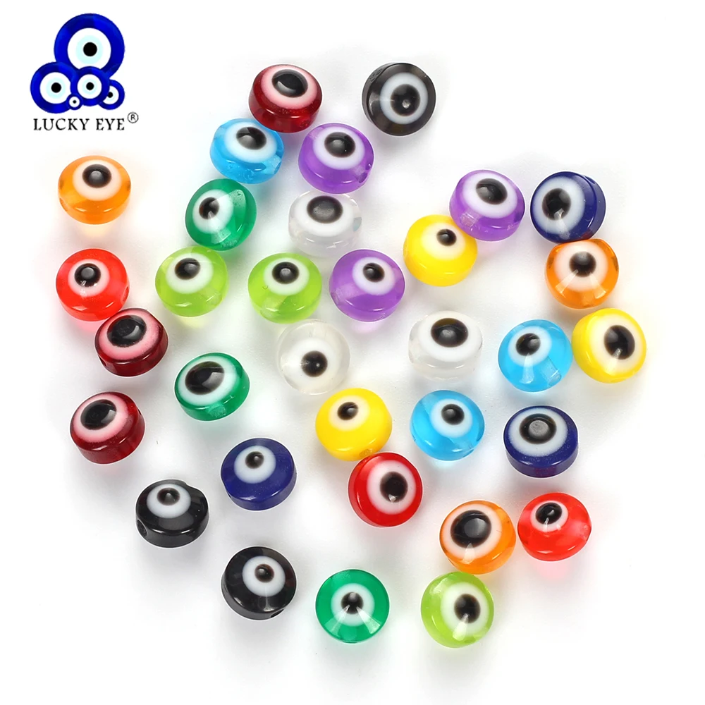 Lucky Eye 50pcs Colorful Round Evil Eye Resin Beads Spacer Beads For ...