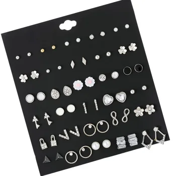 

2020 New Statement Mixed Crystal Rhinestone Pearl Stud Earrings For Women Trendy Resin Flower Heart Shape Wedding Earrings Gift
