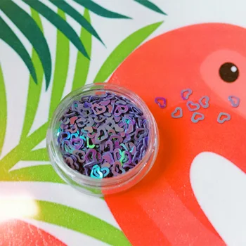

Purple Hollow Heart Shaped Sequins Slices Filler For Nails Art Tips/Balls For Kids Lizun DIY Accessories Supplies Decoration