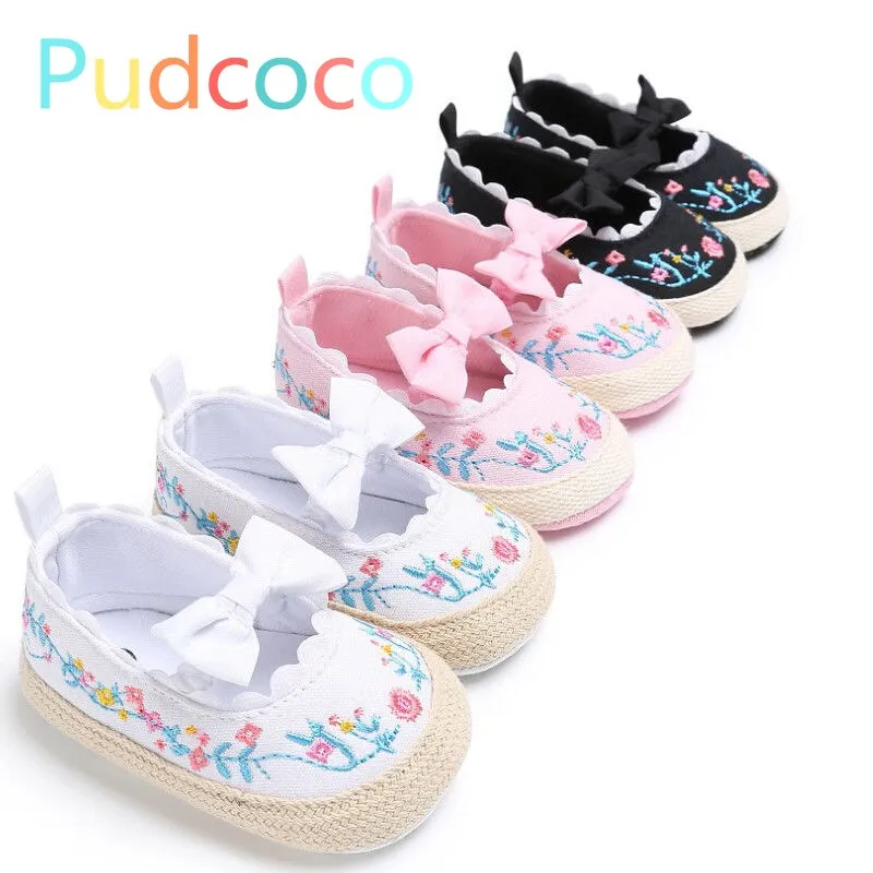 

Newborn Infant Baby Girl Bowknot Shoes Sneaker Anti-slip Soft Sole Prewalker
