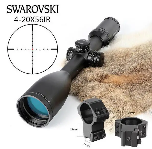 Имитация Swarovskl 4-20x56 SFIR RifleScopes Mil Dot glass F40-1 прицелы для охотничьей винтовки Сделано в Китае - Цвет: with Dovetail rings