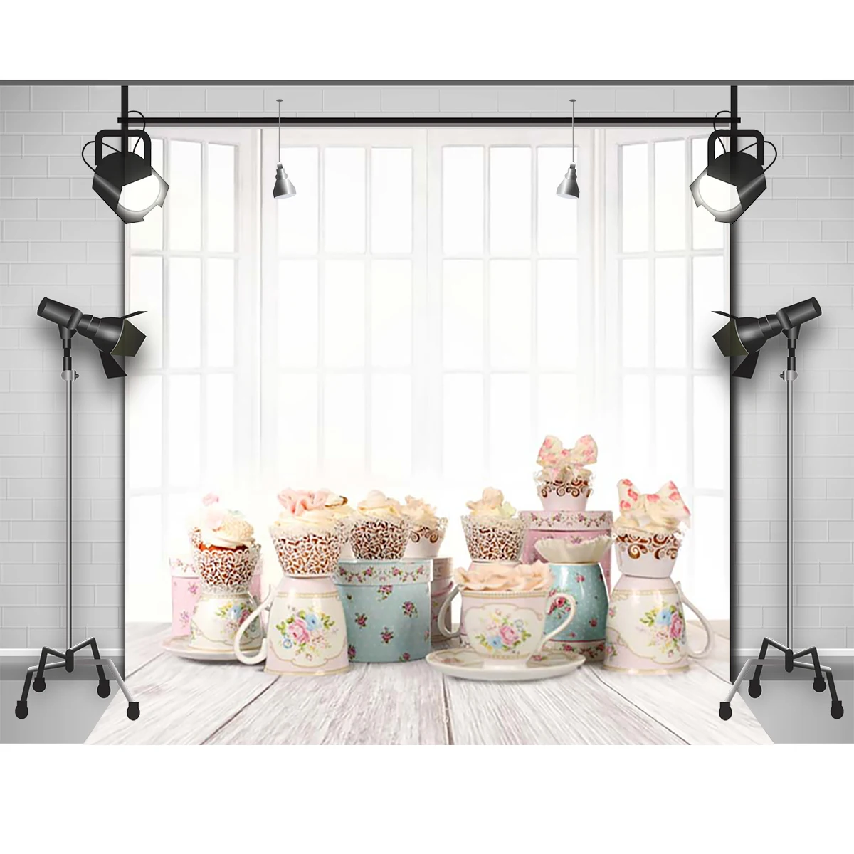 Allenjoy Виниловый фон для фотосъемки новорожденных с изображением деревянных окон конфет и чашек милой принцессы для студийной фотосъемки