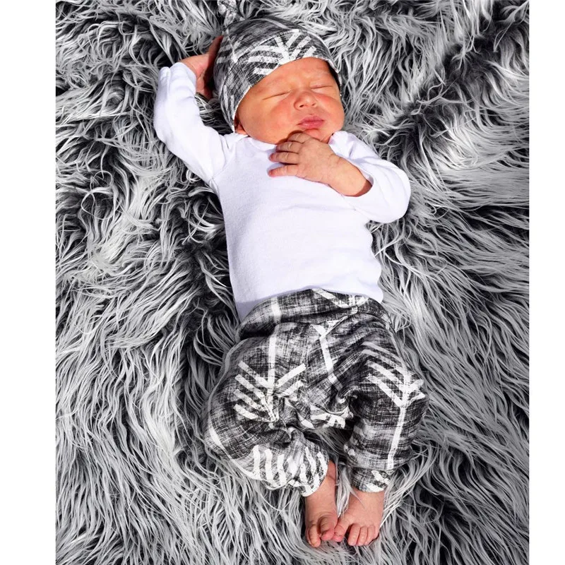 2020 Newly arrive Newborn Baby Boy Clothes Long Sleeve Cotton T-shirt Tops +Pant+hat 3PCS Outfit Toddler baby girl Clothing Set | Детская