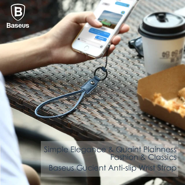 Baseus UP Leather Wrist Hand Cell Phone Mobile Chain Straps Keychain