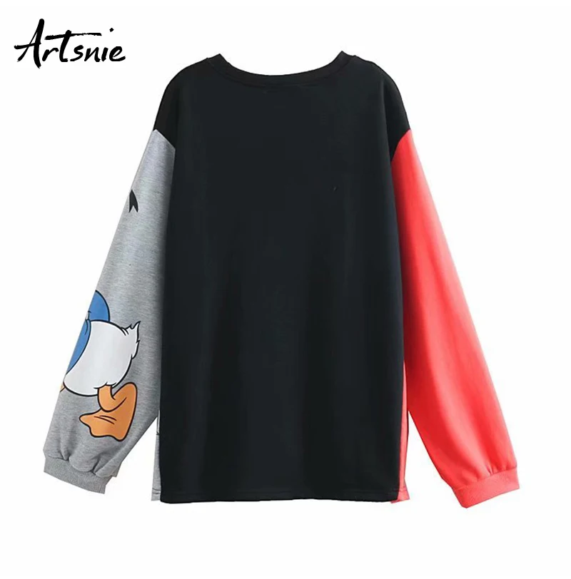 Artsnie streetwear cartoon print women sweatshirt spring 19 oversized hoodie o neck long sleeve knitted casual sweatshirts 9 knitted casual sweatshirts cartoon print women hoodie long sleeve