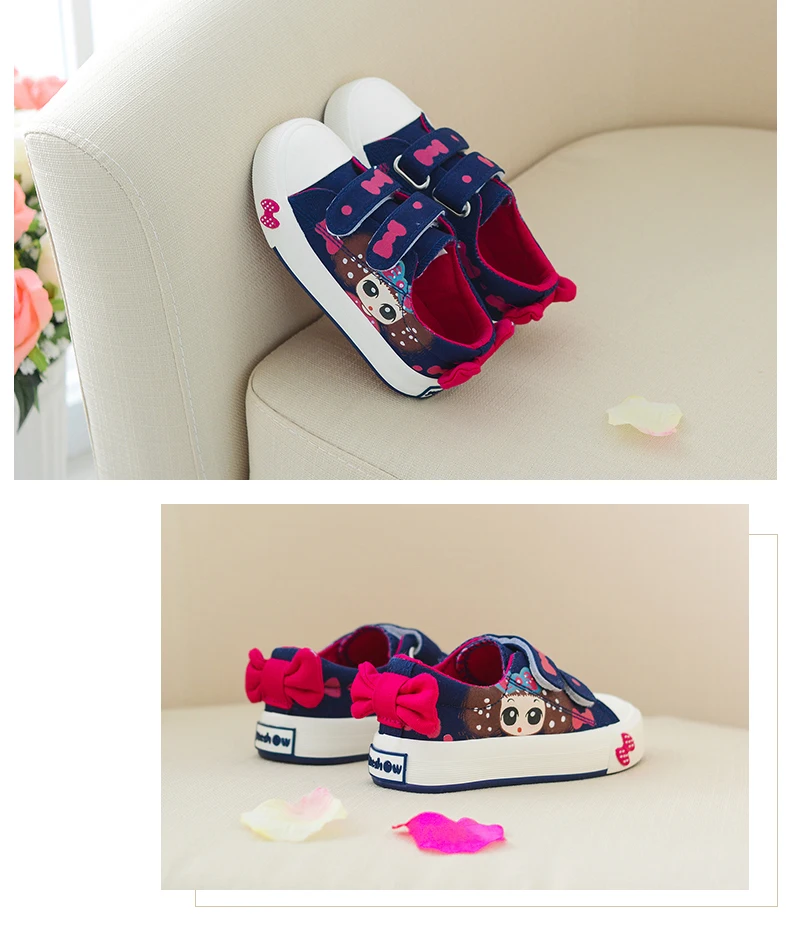 Детская Обувь для девочек повседневная обувь осень г. мода мультфильм печати лук Pincess плоской подошве Спортивная одежда для девочек одежда для малышей Обувь дети Спортивная обувь