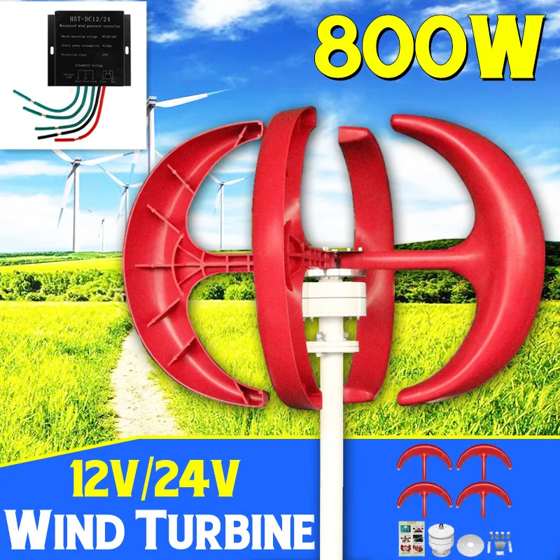 Online 800W Wind Turbinen Generator 12V24V 4 Klinge Laterne Vertikale Achse Für Wohn Haushalt Straßenbeleuchtung Verwenden
