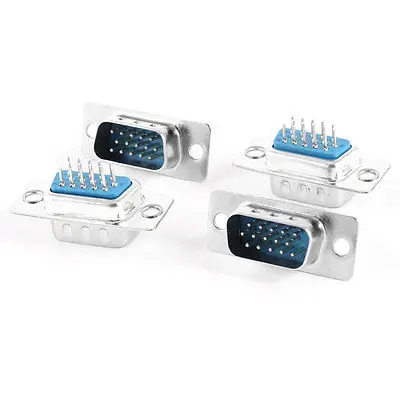 

DB-15 VGA 2 Row Straight D-Sub PCB Mounting Connector Male Plug 4 Pcs