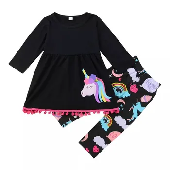 

2018 New Unicorn Girl Clothing Set Spring Autumn Children Clothes Girl Top+Pants meisjes Tracksuit 2pcs/set for height 120-170cm