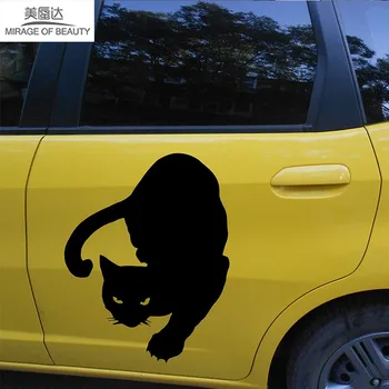

length:55cm Classic Black Cat Animal Search food Car Sticker For all Cars Side Rear Windshield Vinyl Decal discovery New life