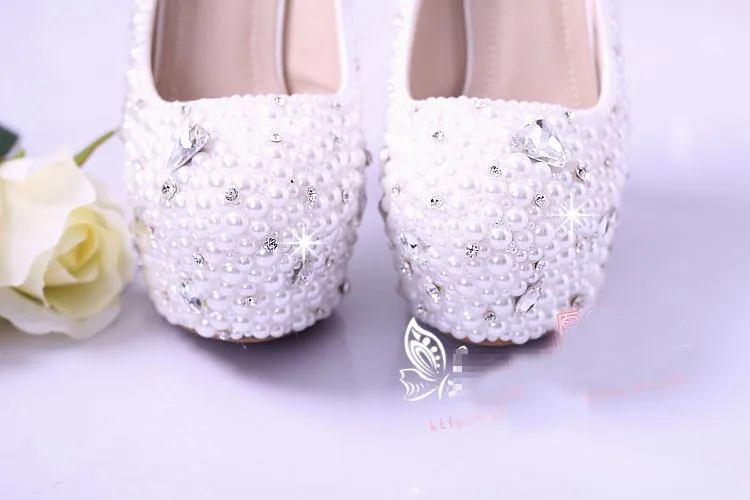 best со стразами свадебные туфли Великолепные свадебные туфли круглый носок, белый цвет элегантная обувь на высоком каблуке, под платье обувь Size34 39