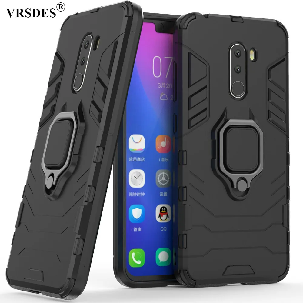 

Armor Ring Case For Pocophone F1 Case Finger Ring Magnet Matte PC + TPU Cover For Xiaomi PocoPhone F1 Global pocof1 For Poco F1