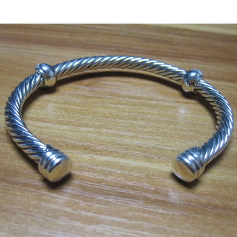 Sterling Серебряные ювелирные изделия 5 мм двойной инкрустированное бриллиантами кабель-браслет серебро 925 пробы Для женщин браслет ювелирное