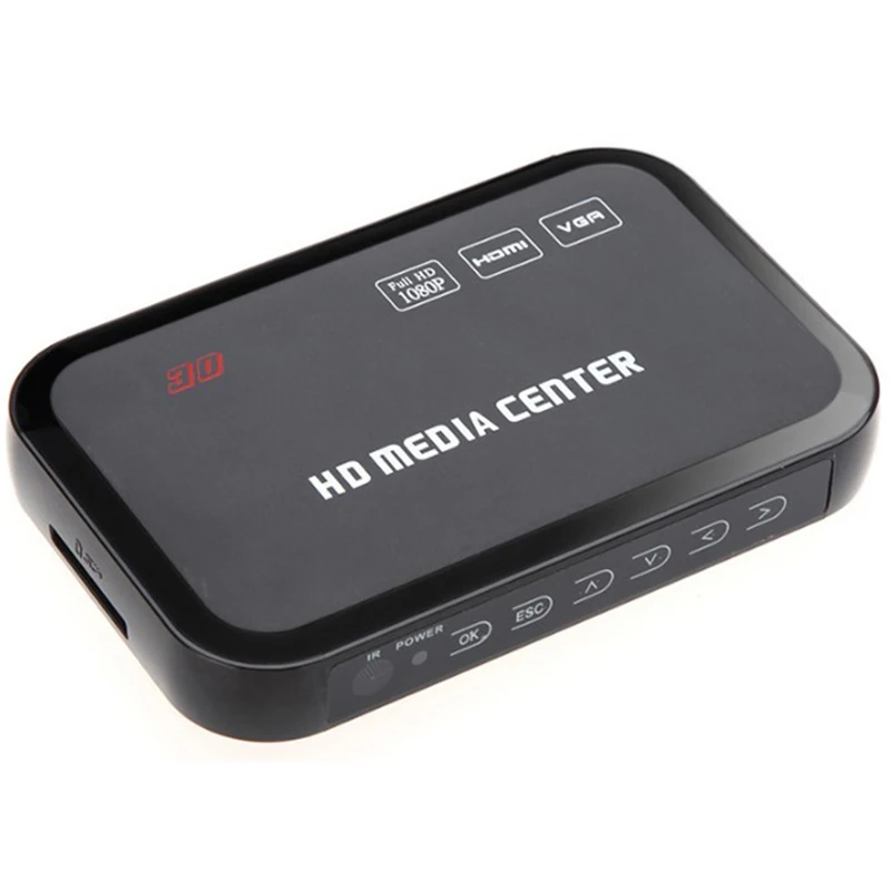 ЕС Plug Full Hd 1080P медиаплеер центр Мультимедиа Видео плеер с Hdmi VGA AV USB Sd/Mmc порт дистанционное управление Ypbpr кабель