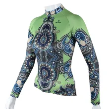 Паладин "зеленый-таинственный орнамент" женщин с длинным рукавом Велоспорт Джерси велосипед рубашка Велоспорт одежда