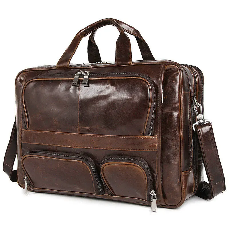 

BILLETERA European and American Vintage Leather Business Men's Bag Large Leather Handbag 17 inch Computer Briefcase